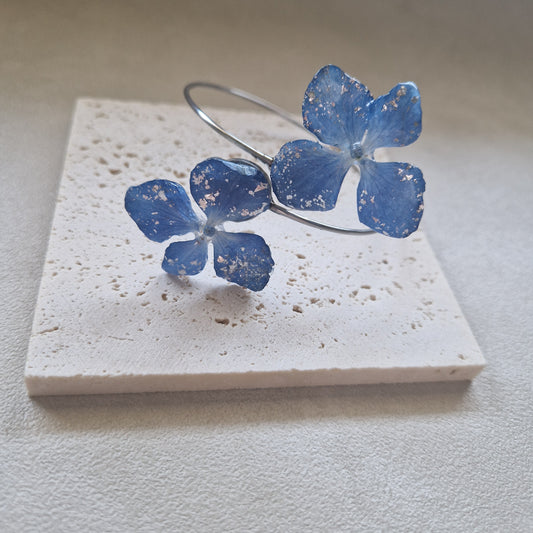 bratara otel inoxidabil handmade flori naturale hortensie