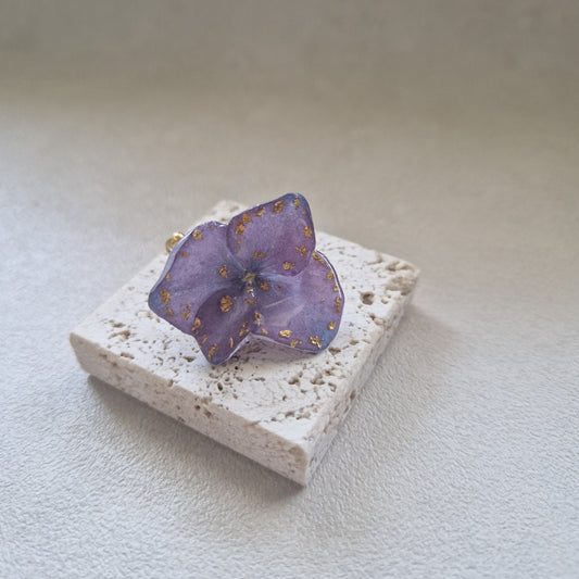 inel hortensie mov auriu handmade