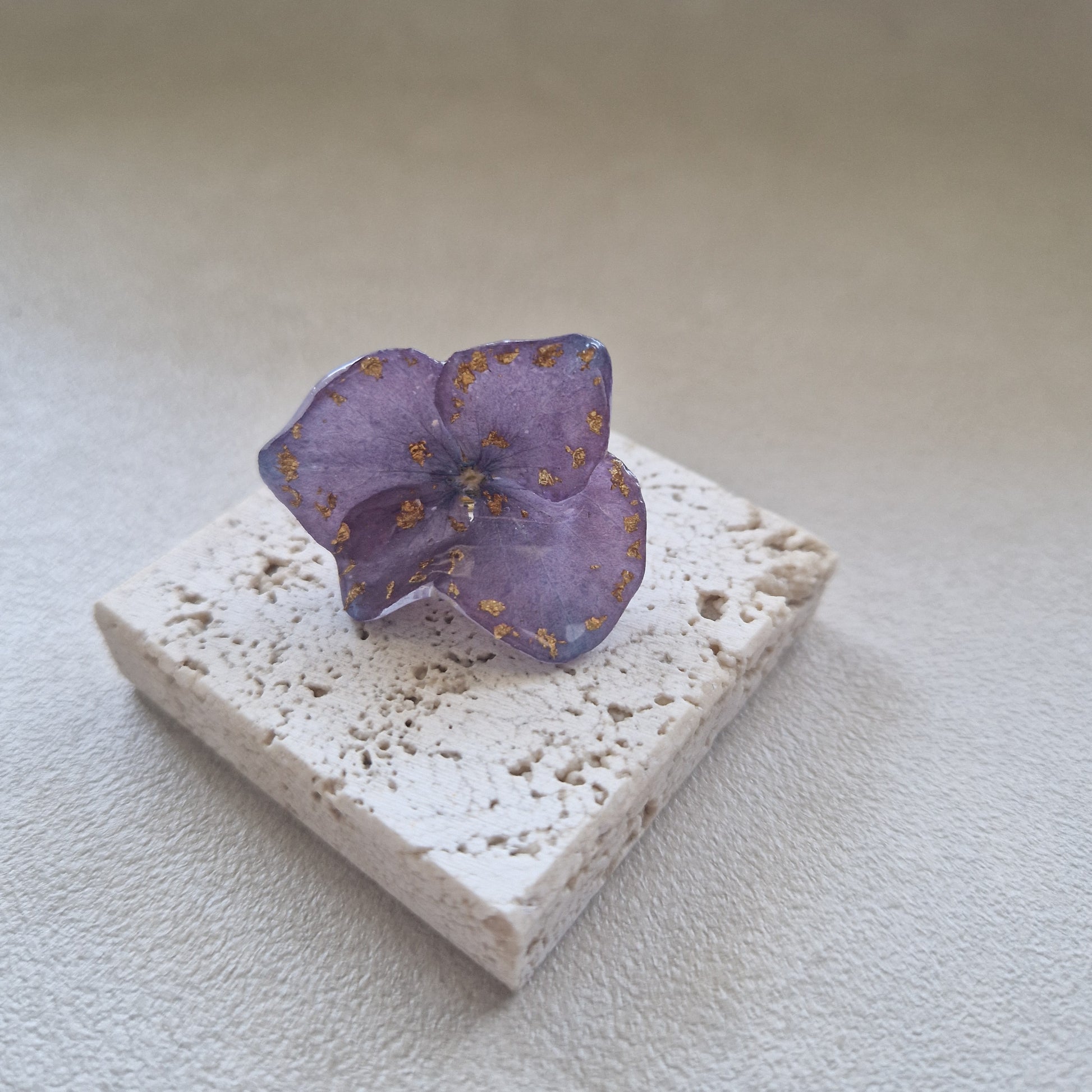 inel floare de hortensie mov handmade