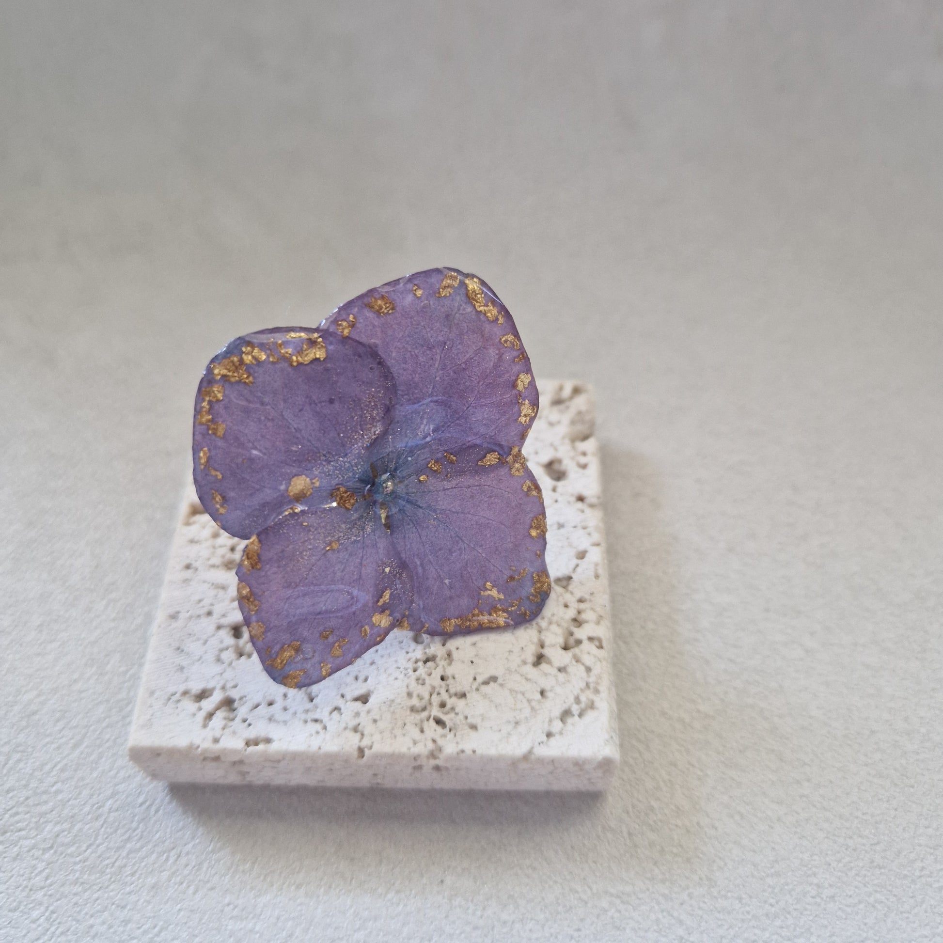 inel handmade auriu floare mov