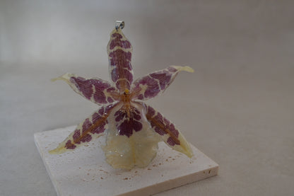 Pandantiv orhidee- Floare pictată de natură